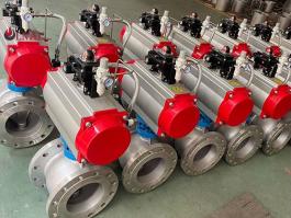 Stainless Steel Ball Valve with Pneumatic Actuator, Flange Connection, Positioner Compatible
